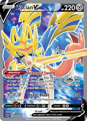 Pokemon TCG - SWSH01: Sword & Shield Base Set - Zacian V - 195/202 - Holofoil