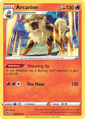 Pokemon TCG - SWSH02: Rebel Clash - Arcanine - 028/192 - Reverse Holofoil