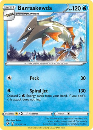 Pokemon TCG - SWSH02: Rebel Clash - Barraskewda - 053/192 - Reverse Holofoil