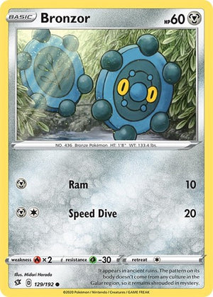 Pokemon TCG - SWSH02: Rebel Clash - Bronzor - 129/192 - Reverse Holofoil
