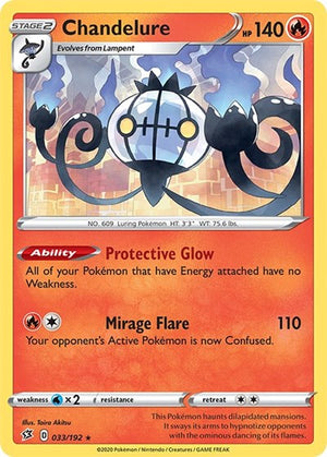 Pokemon TCG - SWSH02: Rebel Clash - Chandelure - 033/192 - Reverse Holofoil