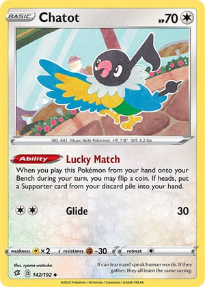Pokemon TCG - SWSH02: Rebel Clash - Chatot - 142/192 - Reverse Holofoil