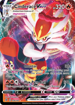 Pokemon TCG - SWSH02: Rebel Clash - Cinderace VMAX - 036/192 - Holofoil