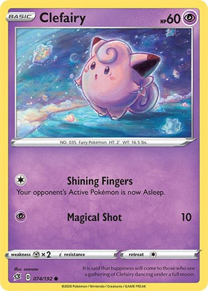 Pokemon TCG - SWSH02: Rebel Clash - Clefairy - 074/192 - Reverse Holofoil