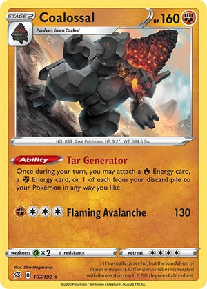 Pokemon TCG - SWSH02: Rebel Clash - Coalossal - 107/192 - Holofoil