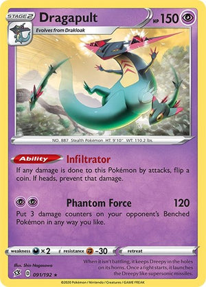 Pokemon TCG - SWSH02: Rebel Clash - Dragapult - 091/192 - Reverse Holofoil