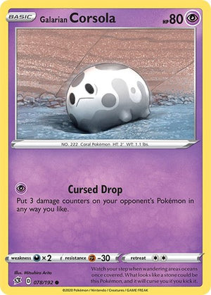 Pokemon TCG - SWSH02: Rebel Clash - Galarian Corsola - 078/192 - Reverse Holofoil