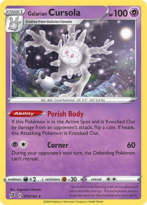 Pokemon TCG - SWSH02: Rebel Clash - Galarian Cursola - 079/192 - Reverse Holofoil