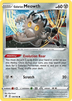 Pokemon TCG - SWSH02: Rebel Clash - Galarian Meowth - 126/192 - Reverse Holofoil