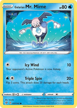 Pokemon TCG - SWSH02: Rebel Clash - Galarian Mr. Mime - 037/192 - Reverse Holofoil