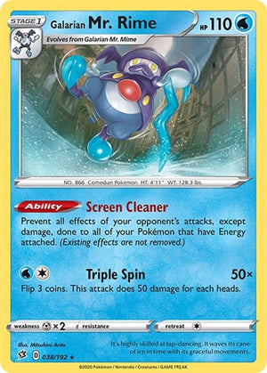 Pokemon TCG - SWSH02: Rebel Clash - Galarian Mr. Rime - 038/192