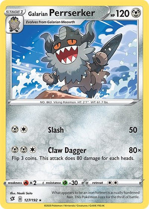 Pokemon TCG - SWSH02: Rebel Clash - Galarian Perrserker - 127/192 - Reverse Holofoil