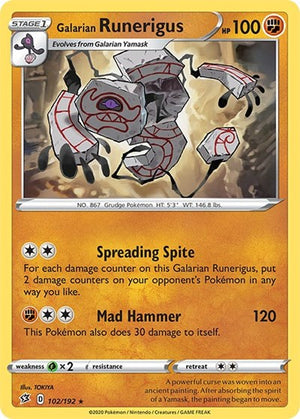 Pokemon TCG - SWSH02: Rebel Clash - Galarian Runerigus - 102/192