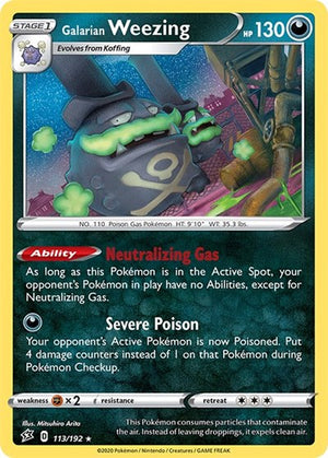 Pokemon TCG - SWSH02: Rebel Clash - Galarian Weezing - 113/192 - Reverse Holofoil