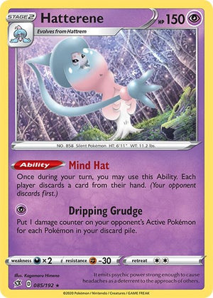 Pokemon TCG - SWSH02: Rebel Clash - Hatterene - 085/192 - Reverse Holofoil