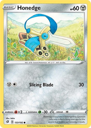 Pokemon TCG - SWSH02: Rebel Clash - Honedge - 133/192 - Reverse Holofoil