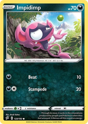 Pokemon TCG - SWSH02: Rebel Clash - Impidimp - 123/192 - Reverse Holofoil