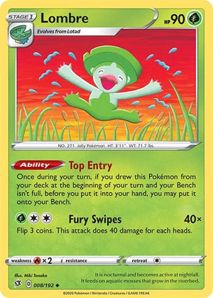 Pokemon TCG - SWSH02: Rebel Clash - Lombre - 008/192