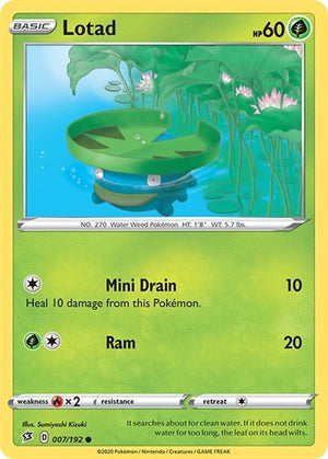 Pokemon TCG - SWSH02: Rebel Clash - Lotad - 007/192 - Reverse Holofoil