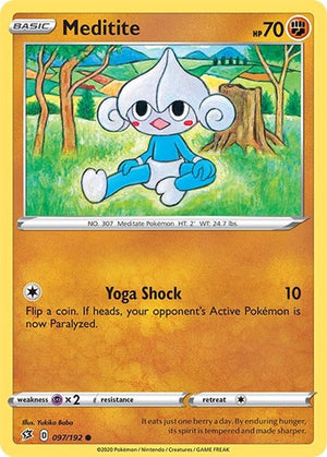 Pokemon TCG - SWSH02: Rebel Clash - Meditite - 097/192 - Reverse Holofoil