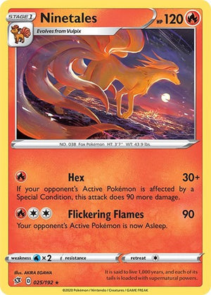 Pokemon TCG - SWSH02: Rebel Clash - Ninetales - 025/192 - Reverse Holofoil