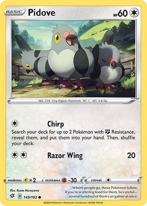 Pokemon TCG - SWSH02: Rebel Clash - Pidove - 143/192 - Reverse Holofoil