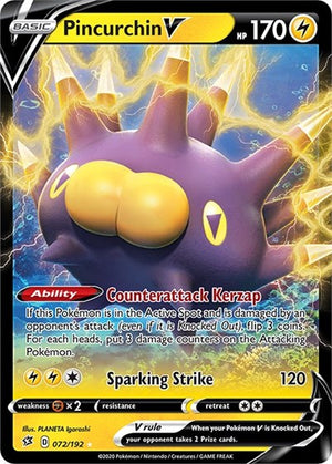 Pokemon TCG - SWSH02: Rebel Clash - Pincurchin V - 072/192 - Holofoil