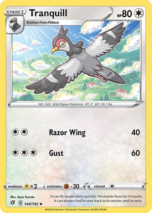 Pokemon TCG - SWSH02: Rebel Clash - Tranquill - 144/192 - Reverse Holofoil