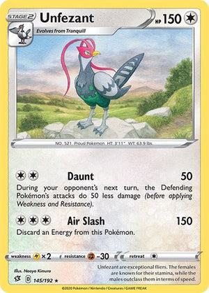 Pokemon TCG - SWSH02: Rebel Clash - Unfezant - 145/192