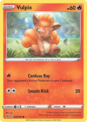 Pokemon TCG - SWSH02: Rebel Clash - Vulpix - 024/192 - Reverse Holofoil