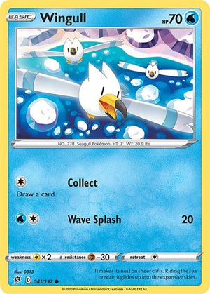 Pokemon TCG - SWSH02: Rebel Clash - Wingull - 041/192 - Reverse Holofoil