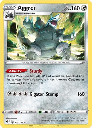 Pokemon TCG - SWSH03: Darkness Ablaze - Aggron - 123/189 - Reverse Holofoil
