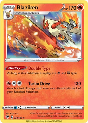 Pokemon TCG - SWSH03: Darkness Ablaze - Blaziken - 024/189 - Holofoil