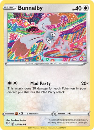 Pokemon TCG - SWSH03: Darkness Ablaze - Bunnelby - 150/189 - Reverse Holofoil