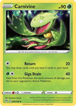 Pokemon TCG - SWSH03: Darkness Ablaze - Carnivine - 005/189