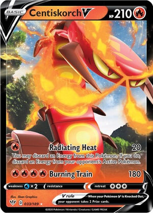 Pokemon TCG - SWSH03: Darkness Ablaze - Centiskorch V - 033/189 - Holofoil