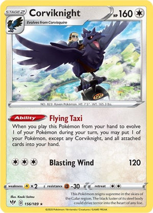 Pokemon TCG - SWSH03: Darkness Ablaze - Corviknight - 156/189 - Holofoil