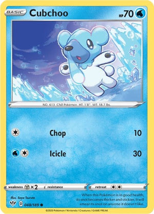 Pokemon TCG - SWSH03: Darkness Ablaze - Cubchoo - 048/189