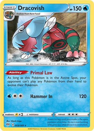 Pokemon TCG - SWSH03: Darkness Ablaze - Dracovish - 053/189 - Holofoil