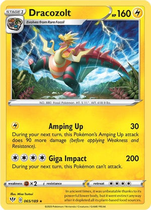 Pokemon TCG - SWSH03: Darkness Ablaze - Dracozolt - 065/189