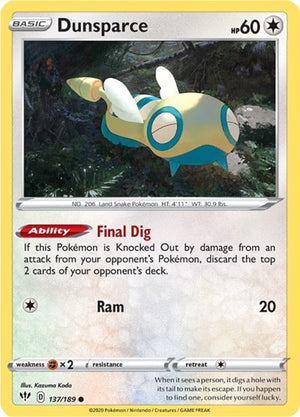 Pokemon TCG - SWSH03: Darkness Ablaze - Dunsparce - 137/189