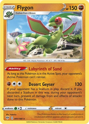 Pokemon TCG - SWSH03: Darkness Ablaze - Flygon - 091/189