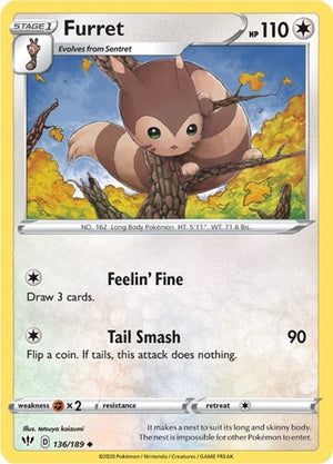 Pokemon TCG - SWSH03: Darkness Ablaze - Furret - 136/189