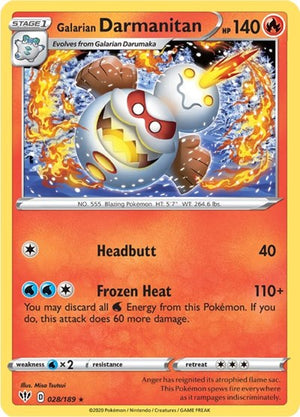 Pokemon TCG - SWSH03: Darkness Ablaze - Galarian Darmanitan - 028/189 - Reverse Holofoil