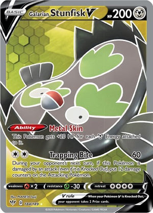 Pokemon TCG - SWSH03: Darkness Ablaze - Galarian Stunfisk V - 184/189 - Holofoil