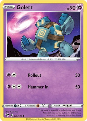 Pokemon TCG - SWSH03: Darkness Ablaze - Golett - 076/189 - Reverse Holofoil