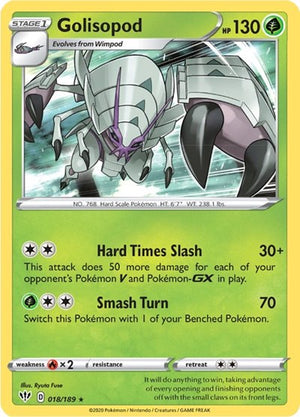 Pokemon TCG - SWSH03: Darkness Ablaze - Golisopod - 018/189 - Holofoil