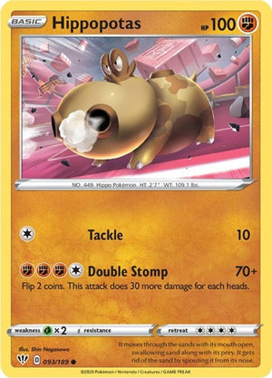 Pokemon TCG - SWSH03: Darkness Ablaze - Hippopotas - 093/189