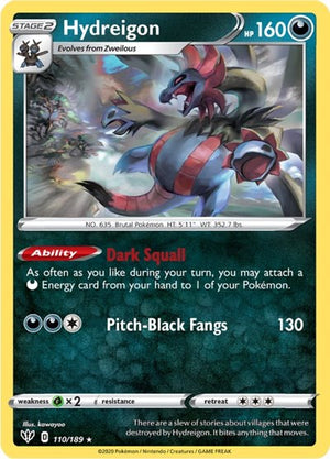 Pokemon TCG - SWSH03: Darkness Ablaze - Hydreigon - 110/189 - Reverse Holofoil