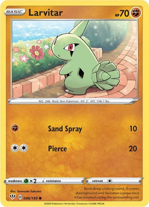 Pokemon TCG - SWSH03: Darkness Ablaze - Larvitar - 086/189 - Reverse Holofoil